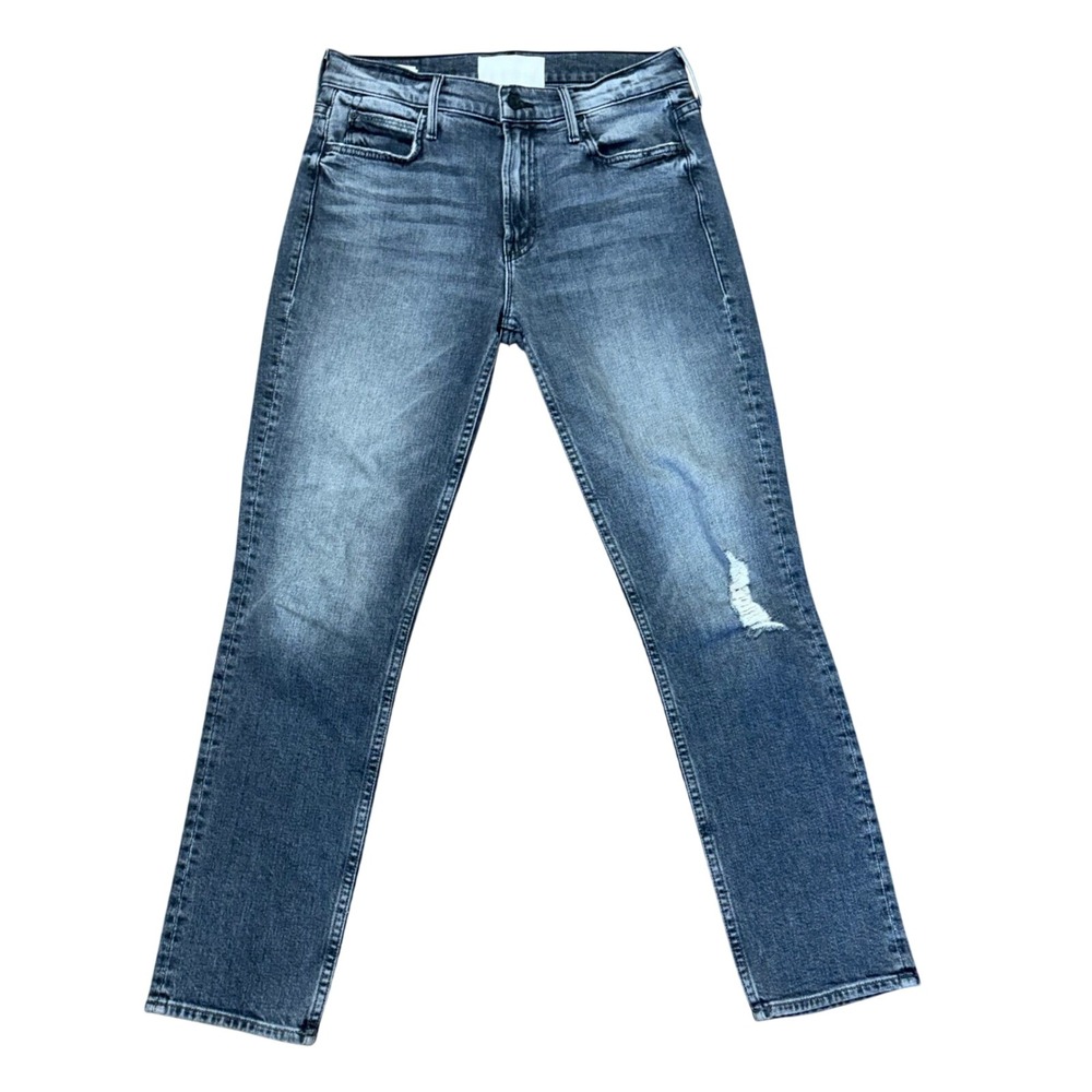 Mother The Flirt Jeans in Hell Yeah! Wash Size 28 Faded Dark Denim Distressed